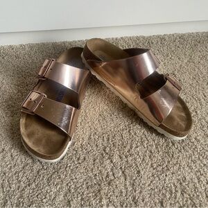 Birkenstock metallic rose gold sandals size 37